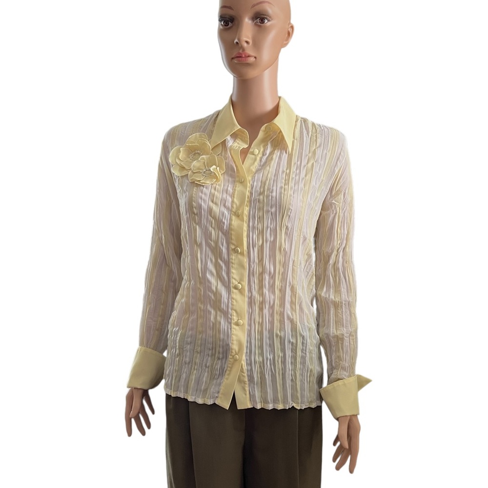 Clothing Company by Notations Vintage Long Sleeve Button Up, Yellow White | XL - Picture 2 of 16